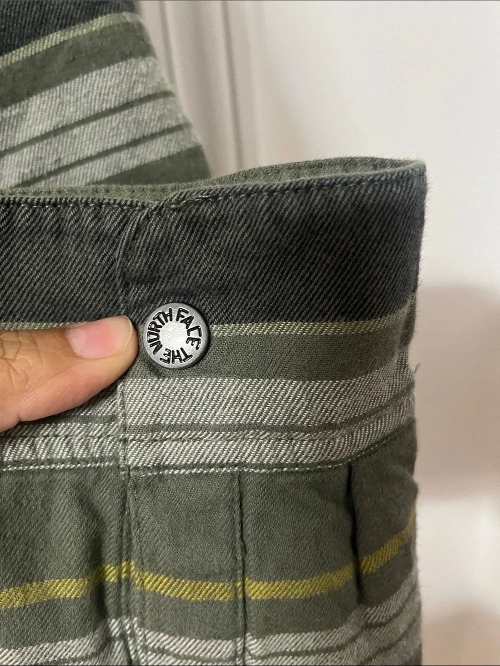 The North Face Olive Green & Gray Striped Sherpa Hooded Jacket